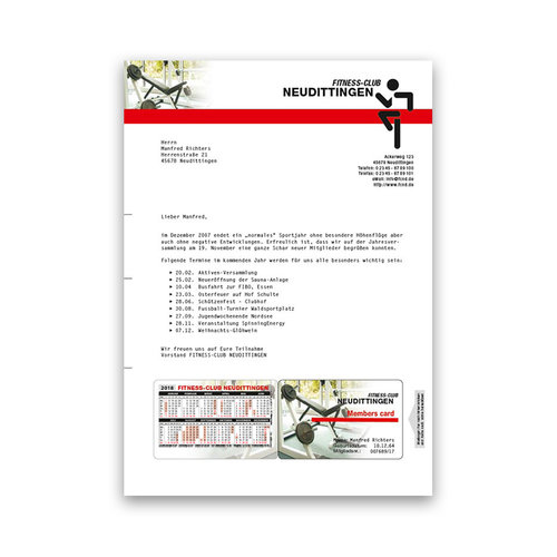 Briefbogen mit integrierter Servicecard